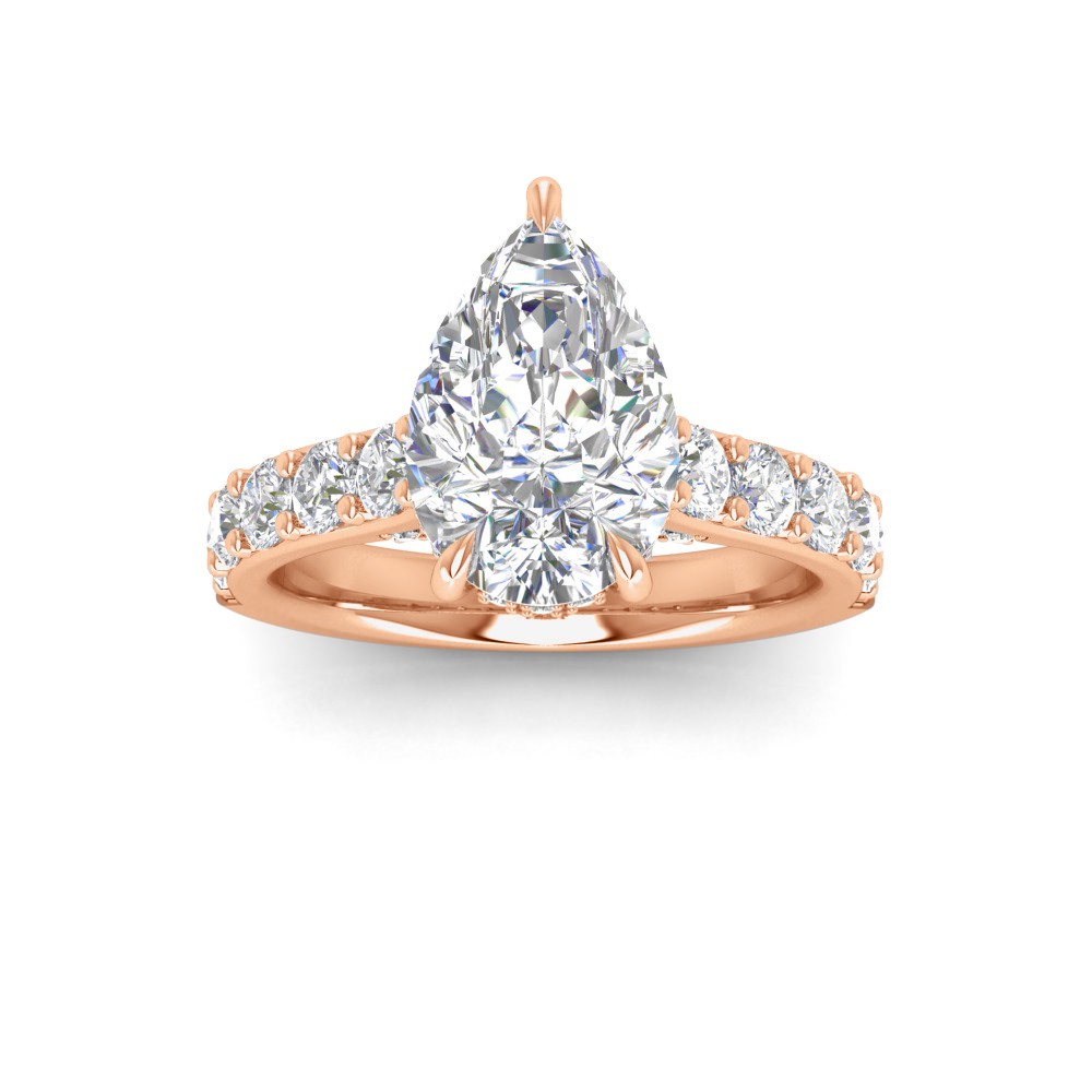 2 Ct Pear Premium Lab Diamond & 0.98 Ctw Lab Diamond Lux Gala Hidden Halo Engagement Ring