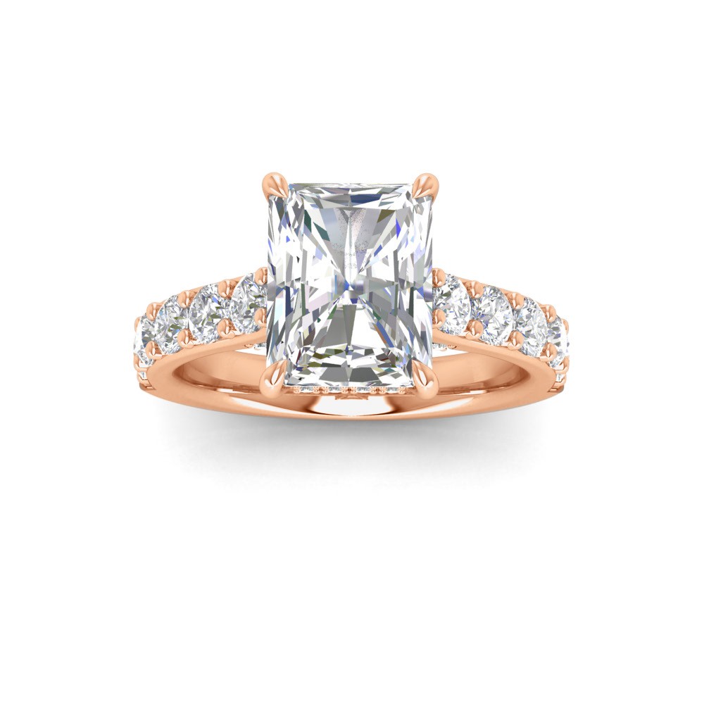 2 Ct Radiant Moissanite & 0.98 Ctw Lab Diamond Lux Gala Hidden Halo Engagement Ring