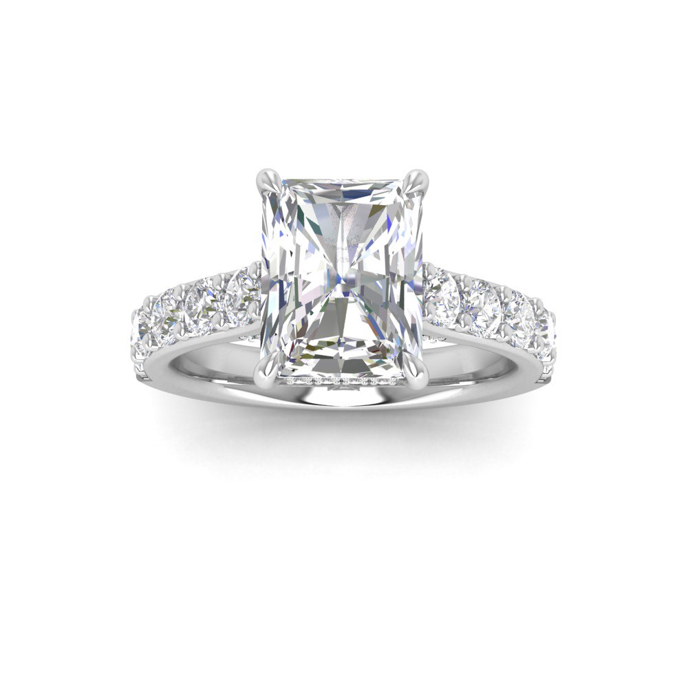 4 Ct Radiant Moissanite & 0.98 Ctw Lab Diamond Lux Gala Hidden Halo Engagement Ring
