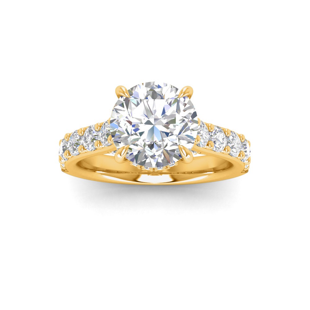 3 Ct Round Moissanite & 0.98 Ctw Lab Diamond Lux Gala Hidden Halo Engagement Ring
