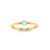 Round Aquamarine Birthstone Bezel Set Pinky Ring
