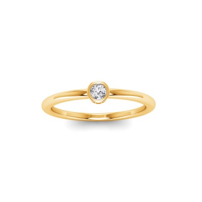 Round Moissanite Bezel Set Pinky Ring
