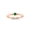 Round Emerald Birthstone Bezel Set Pinky Ring