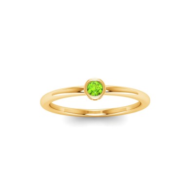 Round Peridot Birthstone Bezel Set Pinky Ring