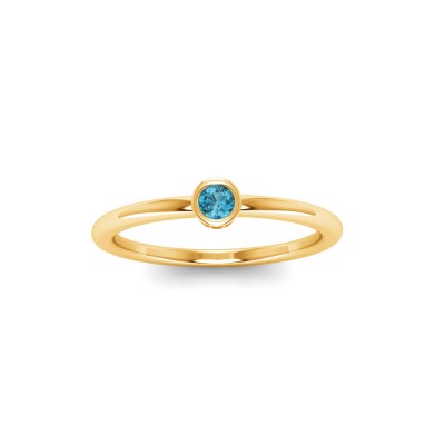 Round Topaz Birthstone Bezel Set Pinky Ring