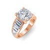 6 Ct Cushion Colorless Lab Diamond Wide Baguette Cut Engagement Ring