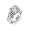 2 Ct Cushion Moissanite Wide Baguette Cut Engagement Ring