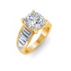 2 Ct Cushion Lab Diamond Wide Baguette Cut Engagement Ring