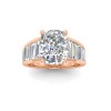 4 Ct Elongated Cushion Colorless Lab Diamond Wide Baguette Cut Engagement Ring