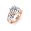 4 Ct Elongated Cushion Colorless Lab Diamond Wide Baguette Cut Engagement Ring