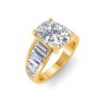 3 Ct Elongated Cushion Lab Diamond Wide Baguette Cut Engagement Ring