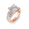 3 Ct Princess Lab Diamond Wide Baguette Cut Engagement Ring