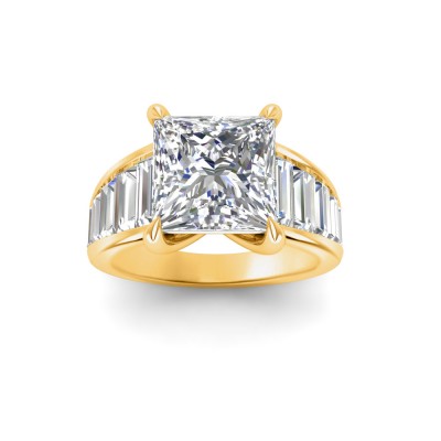 3 Ct Princess Lab Diamond Wide Baguette Cut Engagement Ring