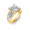3 Ct Princess Lab Diamond Wide Baguette Cut Engagement Ring
