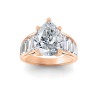 2 Ct Pear Colorless Lab Diamond Wide Baguette Cut Engagement Ring