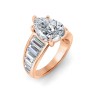 2 Ct Pear Colorless Lab Diamond Wide Baguette Cut Engagement Ring