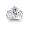 6 Ct Pear Lab Diamond Wide Baguette Cut Engagement Ring