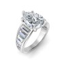 6 Ct Pear Lab Diamond Wide Baguette Cut Engagement Ring