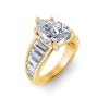 6 Ct Pear Lab Diamond Wide Baguette Cut Engagement Ring