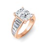 2 Ct Radiant Moissanite Wide Baguette Cut Engagement Ring