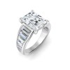 2 Ct Radiant Moissanite Wide Baguette Cut Engagement Ring