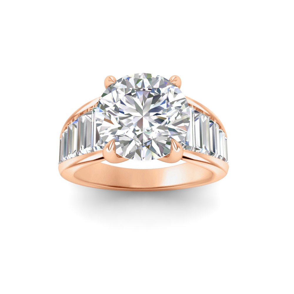 2 Ct Emerald Colorless Lab Diamond Wide Baguette Cut Engagement Ring