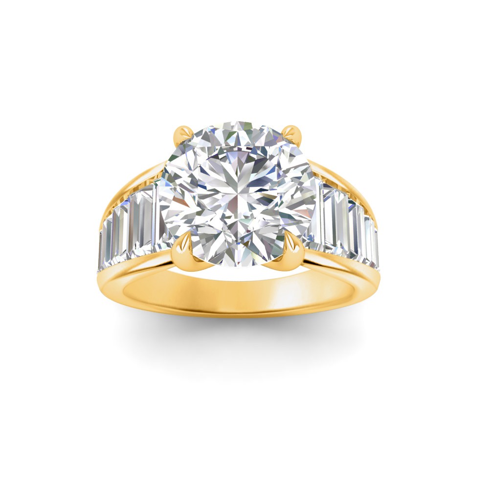 5 Ct Emerald Lab Diamond Wide Baguette Cut Engagement Ring