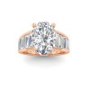 2 Ct Oval Colorless Lab Diamond Wide Baguette Cut Engagement Ring