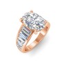 2 Ct Oval Colorless Lab Diamond Wide Baguette Cut Engagement Ring