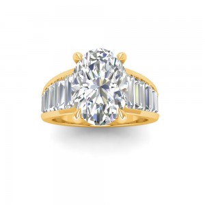 2 Ct Oval Lab Diamond Wide Baguette Cut Engagement Ring