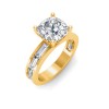 3 Ct Cushion Lab Diamond Channel Set Baguette Engagement Ring