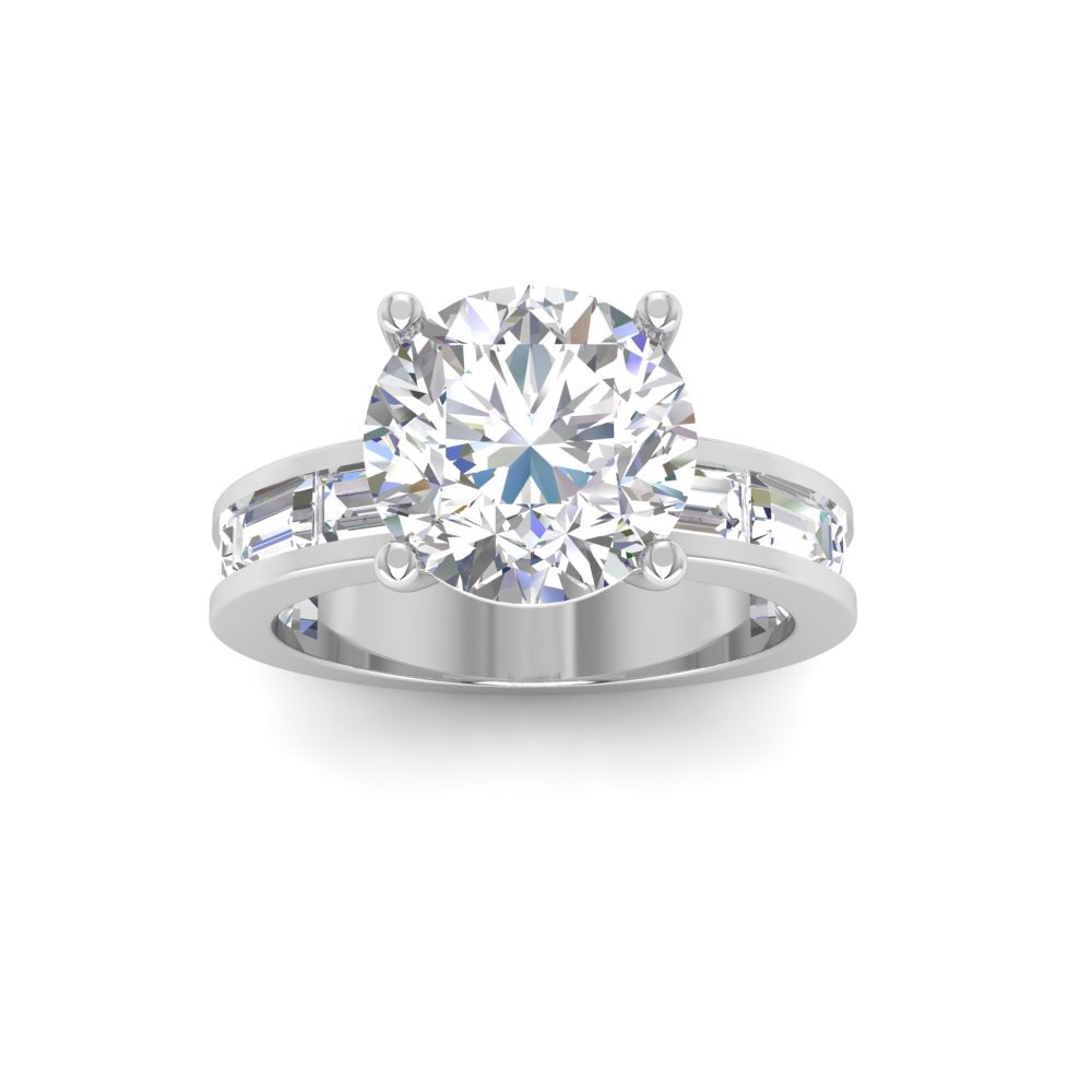 5 Ct Round Moissanite Wide Band Solitaire Engagement Ring