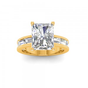 5 Ct Radiant Lab Diamond Channel Set Baguette Engagement Ring
