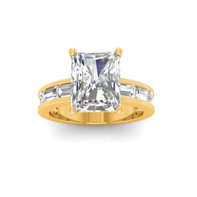 5 Ct Radiant Lab Diamond Channel Set Baguette Engagement Ring