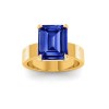 5 Ct Emerald Cut Sapphire Wide Band Solitaire Engagement Ring