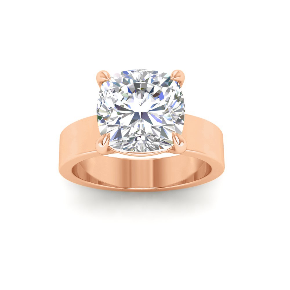 6 Ct Cushion Colorless Lab Diamond Wide Band Solitaire Engagement Ring