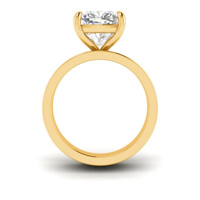 4 Ct Cushion Lab Diamond Wide Band Solitaire Engagement Ring