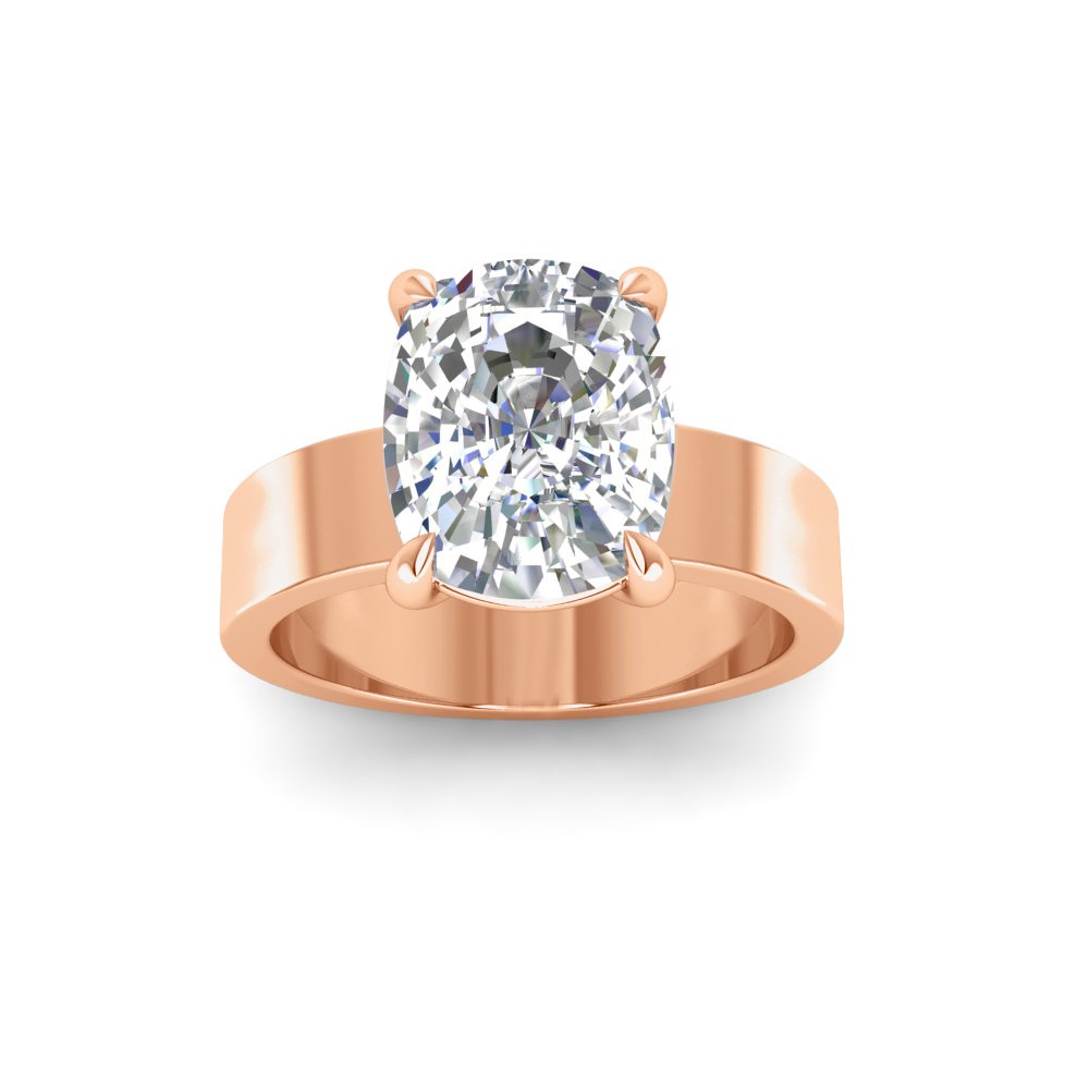 5 Ct Elongated Cushion Colorless Lab Diamond Wide Band Solitaire Engagement Ring