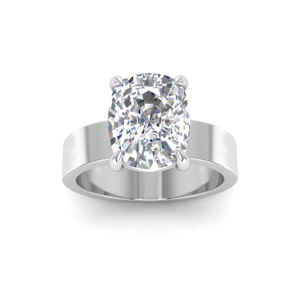 6 Ct Elongated Cushion Colorless Lab Diamond Wide Band Solitaire Engagement Ring