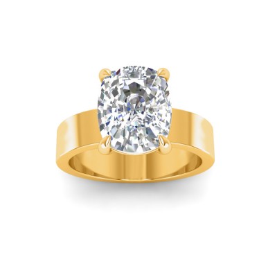 2 Ct Elongated Cushion Lab Diamond Wide Band Solitaire Engagement Ring