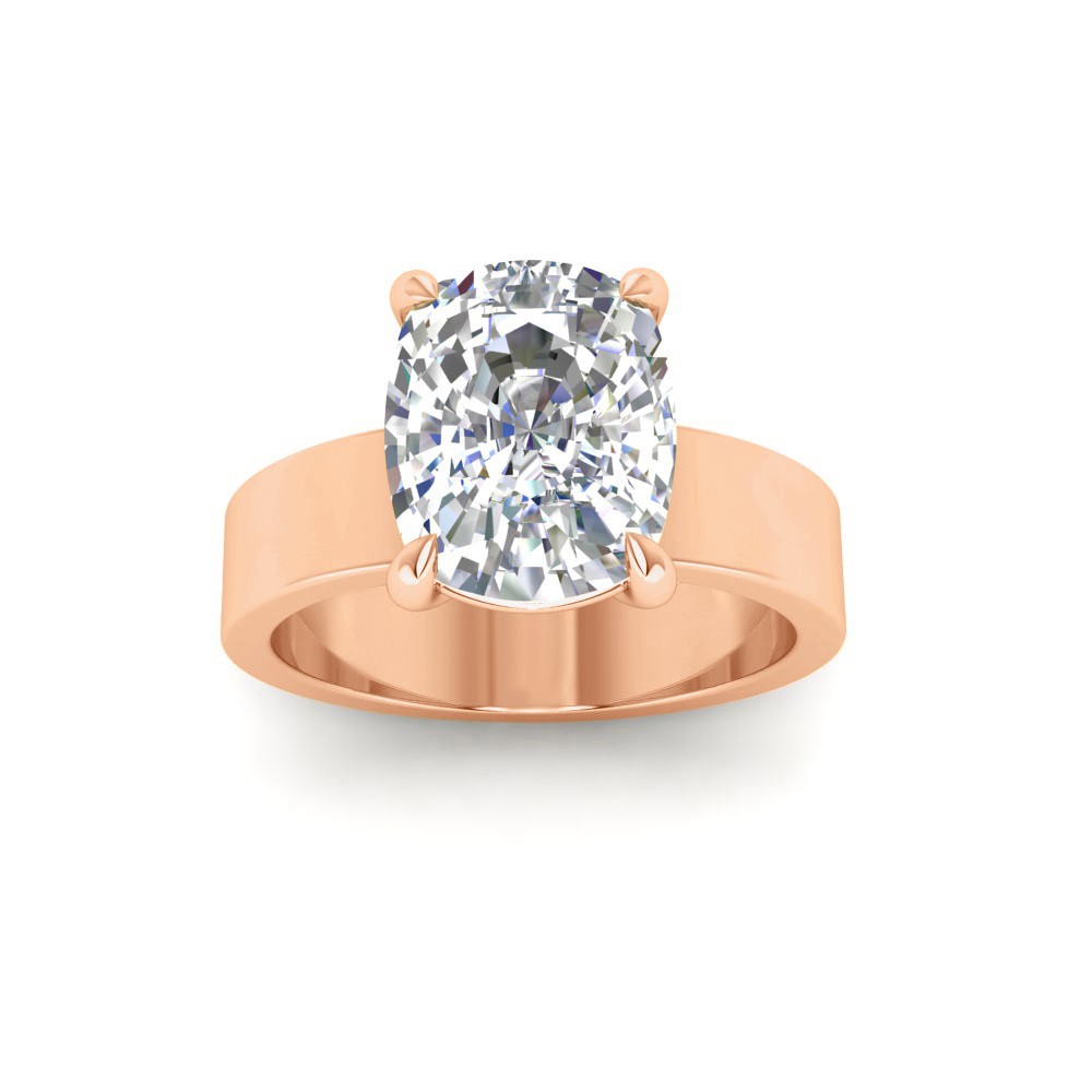2 Ct Elongated Cushion Lab Diamond Wide Band Solitaire Engagement Ring