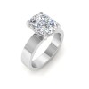 4 Ct Elongated Cushion Moissanite Wide Band Solitaire Engagement Ring