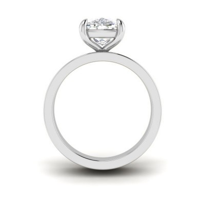 2 Ct Elongated Cushion Lab Diamond Wide Band Solitaire Engagement Ring