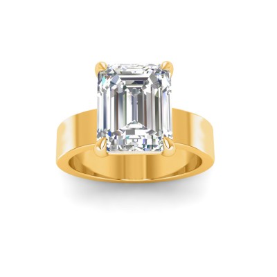 5 Ct Emerald Lab Diamond Wide Band Solitaire Engagement Ring