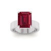5 Ct Emerald Cut Ruby Wide Band Solitaire Engagement Ring