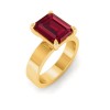 5 Ct Emerald Cut Ruby Wide Band Solitaire Engagement Ring