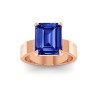 5 Ct Emerald Cut Sapphire Wide Band Solitaire Engagement Ring