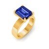 5 Ct Emerald Cut Sapphire Wide Band Solitaire Engagement Ring