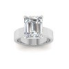3 Ct Emerald Moissanite Wide Band Solitaire Engagement Ring
