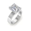 3 Ct Emerald Moissanite Wide Band Solitaire Engagement Ring